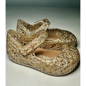 Campana Glitter Jelly Shoes Sparkly Gold Mary Janes Toddler Girl Shoes‎ Size 5